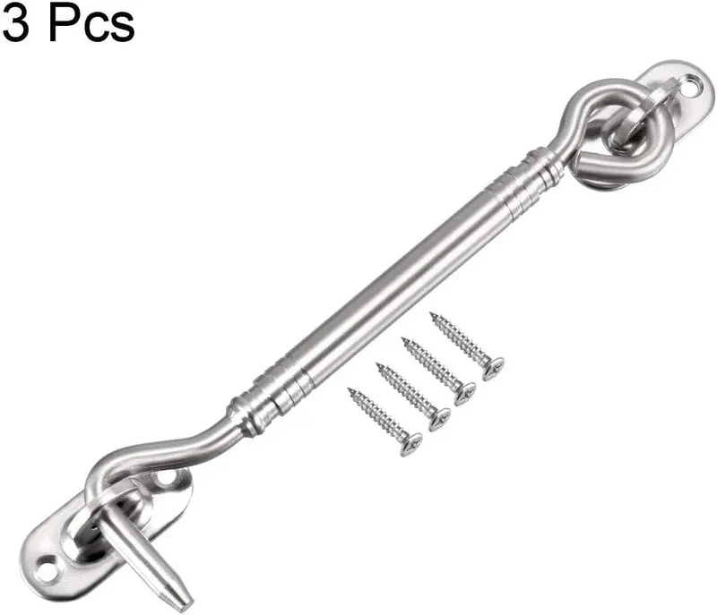 Tough As Nails Stainless Steel Hook Latch Kit Includes Mounting Screws Secure Your Gate Or Cabinet Door Fast Windproof Protection Hardware Does The Job Right Holds Tight Against The Breeze Solid Construction 3 Pack