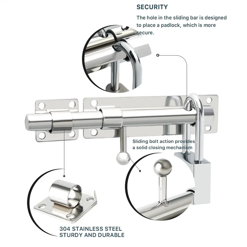 Heavy Duty Stainless Steel Gate Latch Lock With Spring Bolt For Wooden Garden Gates Brushed Nickel Finish Tough As Nails Build Lockdown Ready Farm Grade Security Kit