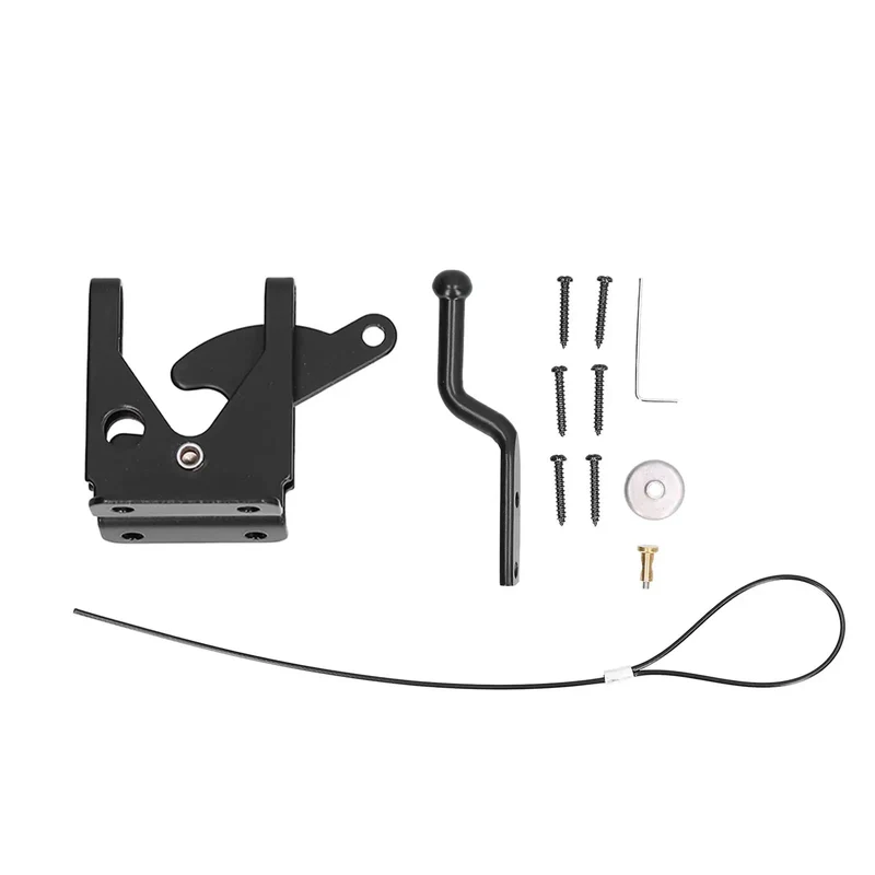 Solid As A Rock Iron Gate Latch With Self Locking Feature And Adjustable Cable Reliable Outdoor Fence Hardware Sporting Smooth Black Finish That Handles Rough Weather Like A Champ