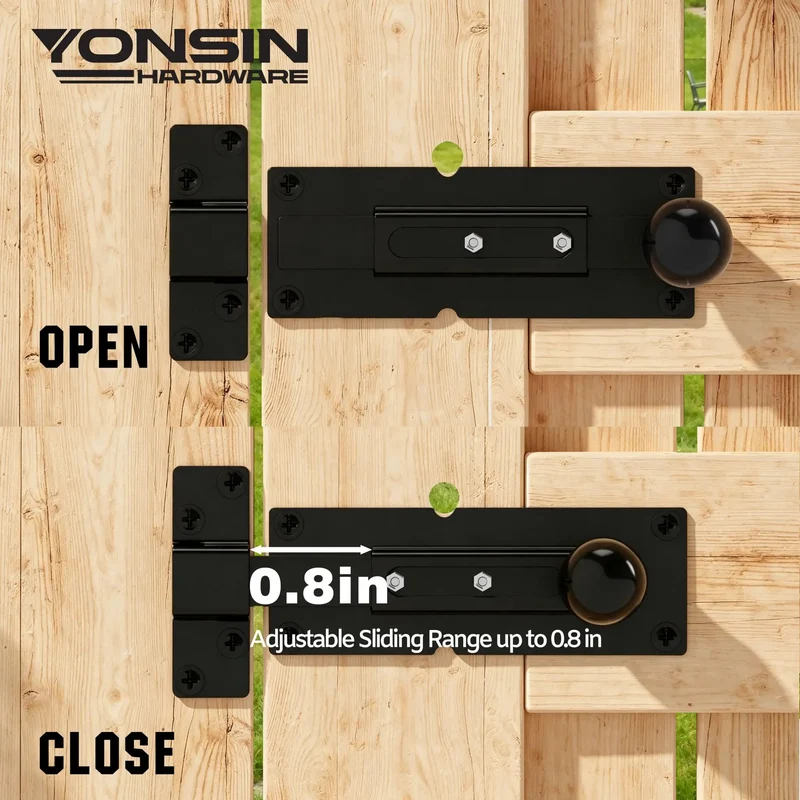 Built Like A Tank Heavy Duty Steel 2 Way Slide Bar Gate Latch Rock Solid Fence Gate Lock With Exterior Access Reversible For Left Or Right Handed Gates Flush Or Offset Black