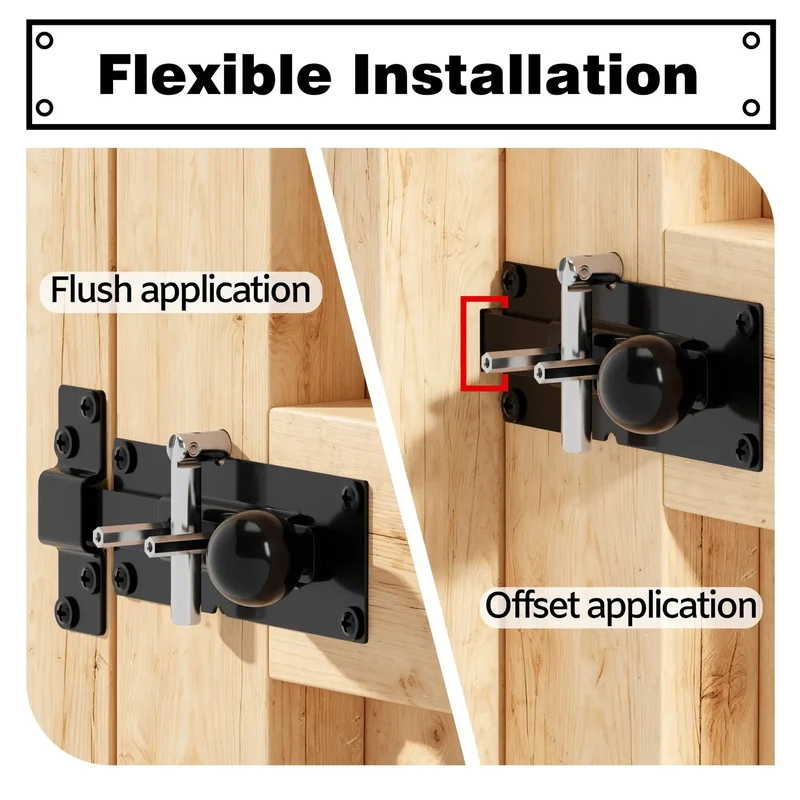 Built Like A Tank Heavy Duty Steel 2 Way Slide Bar Gate Latch Rock Solid Fence Gate Lock With Exterior Access Reversible For Left Or Right Handed Gates Flush Or Offset Black
