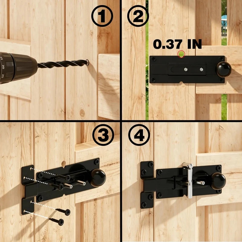 Built Like A Tank Heavy Duty Steel 2 Way Slide Bar Gate Latch Rock Solid Fence Gate Lock With Exterior Access Reversible For Left Or Right Handed Gates Flush Or Offset Black