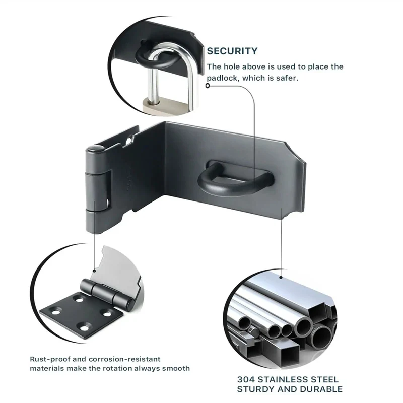 Four Inch Stainless Steel Barn Door Bolt With Ninety Degree Hook Latch And Right Angle Gate Lock For Heavy Duty Outdoor Fencing And Tough As Nails Yard Security