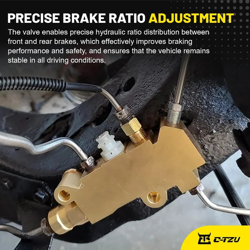Badass Heavy Duty Brass PV2 Proportioning Valve For Disc Drum Brake Swap Replacement 172-1353 Perfect For Chevy Buick Classic Cars Trucks Dual Reservoir Master Cylinder Rig Upgrade Bracket Kit