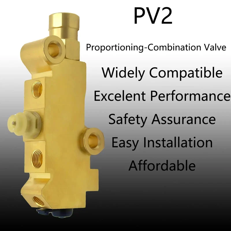 Tough And Slick Universal Brass Brake Proportioning Valve Disc Front Drum Rear For GM Ford Chevy Street Rods Muscle Cars Plus Classic Truck Rides Dual Reservoir Master Cylinder PV2 Model 1353