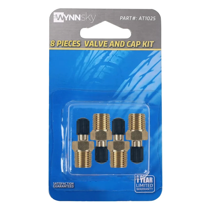 Top Shelf 4 Pack 1/4 Inch NPT Male Thread Brass Tank Valve With Standard Valve Core And Sealing Caps For Air Compressor Inflation Vessel Filling Solid Brass Build Keeps Airtight No Leaky Junk