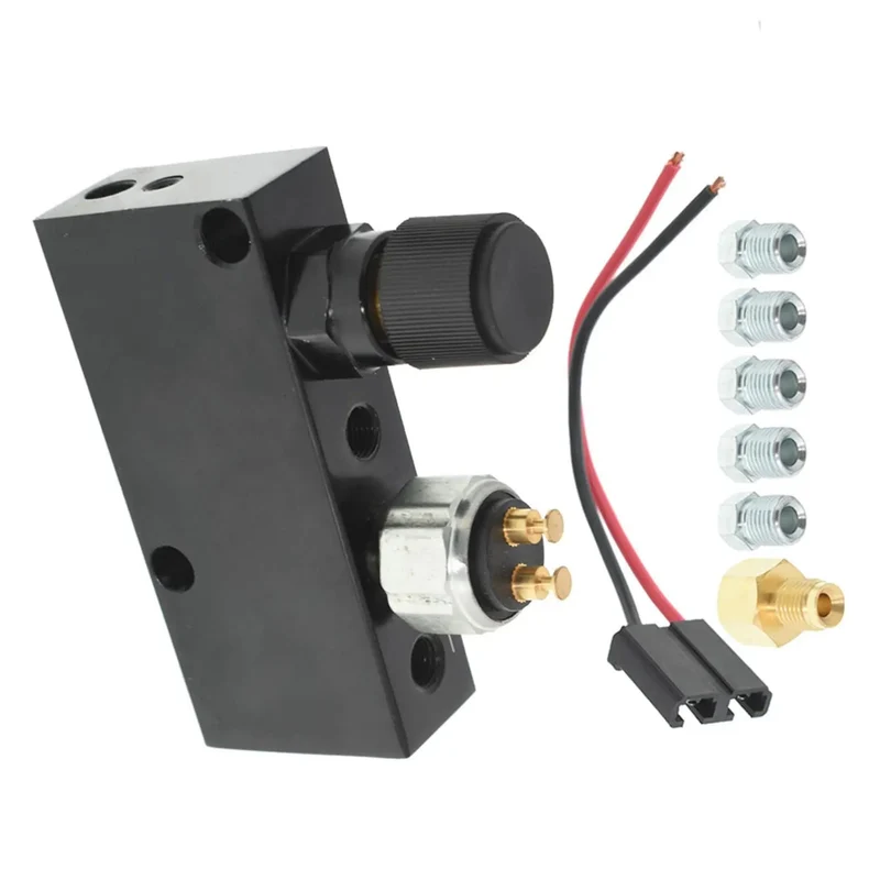 Adjustable Proportioning Valve And Distribution Block Drop In Kit With Stainless Steel 3 16 Brake Line Fittings And Light Switch Wiring Pigtail For Kickass Stopping Power On Hot Rod Builds
