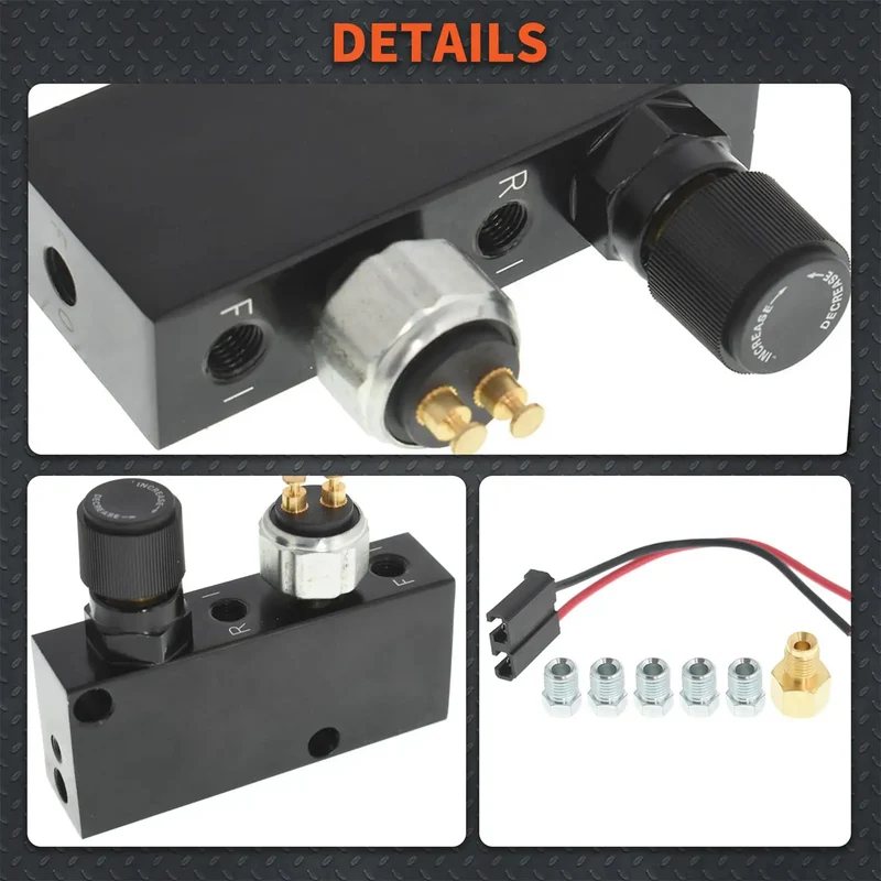 Adjustable Proportioning Valve And Distribution Block Drop In Kit With Stainless Steel 3 16 Brake Line Fittings And Light Switch Wiring Pigtail For Kickass Stopping Power On Hot Rod Builds