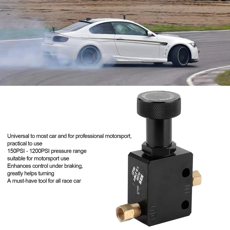 Adjustable Brake Proportioning Valve With Aluminum Alloy Housing And Two Connectors For Hot Rods And Muscle Cars Zero Slop Pedal Feel Tight Pressure Modulation Up To Twelve Hundred Psi Drop In Ready