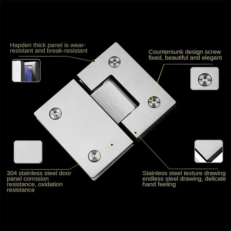 Heavy Duty Stainless Steel Bathroom Shower Frameless Glass Door Hinge Clamp Featuring 180 Degree Pivot And Killer Brushed Finish Rock Solid Daily Use Hardware