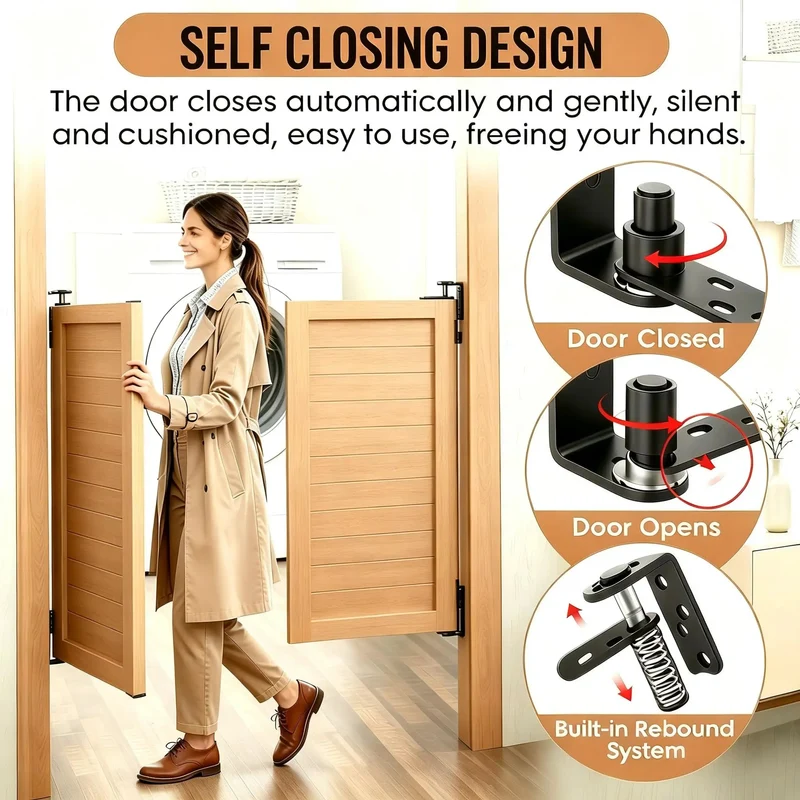 Badass Heavy Duty 304 Stainless Steel Self Closing Cafe Door Hinges Black Saloon Swing Mounts Commercial Grade Corrosion Resistant Two Pack Durable Rust Proof Latch System