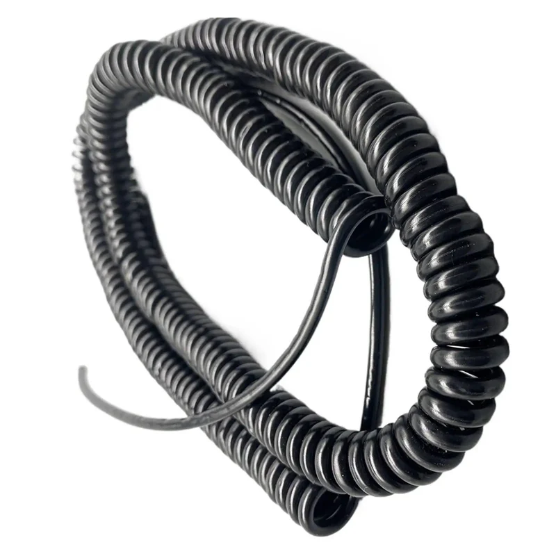 Heavy Duty Coiled Power Extension Cord With Five Core Wiring And Tough Polyurethane Jacket Self Stretching Spring Design Tangle Free Flex Cable For Shop And Home