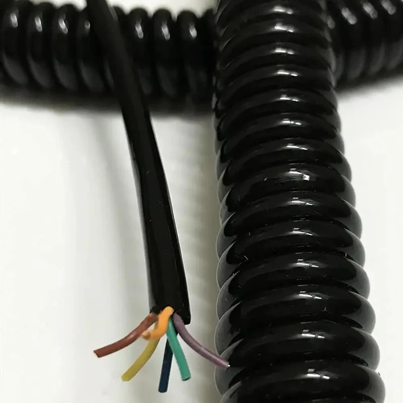 Heavy Duty Six Core Coiled Extension Cord With Spiral Spring Retraction For Mobile Equipment And Fixed Setups Tangle Free Stretch Cable Delivers Slick Operation And Rock Solid Connections Zero Drama Guaranteed