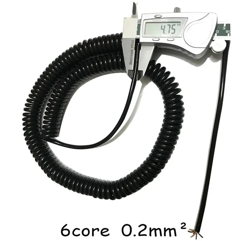 Heavy Duty Six Core Coiled Extension Cord With Spiral Spring Retraction For Mobile Equipment And Fixed Setups Tangle Free Stretch Cable Delivers Slick Operation And Rock Solid Connections Zero Drama Guaranteed