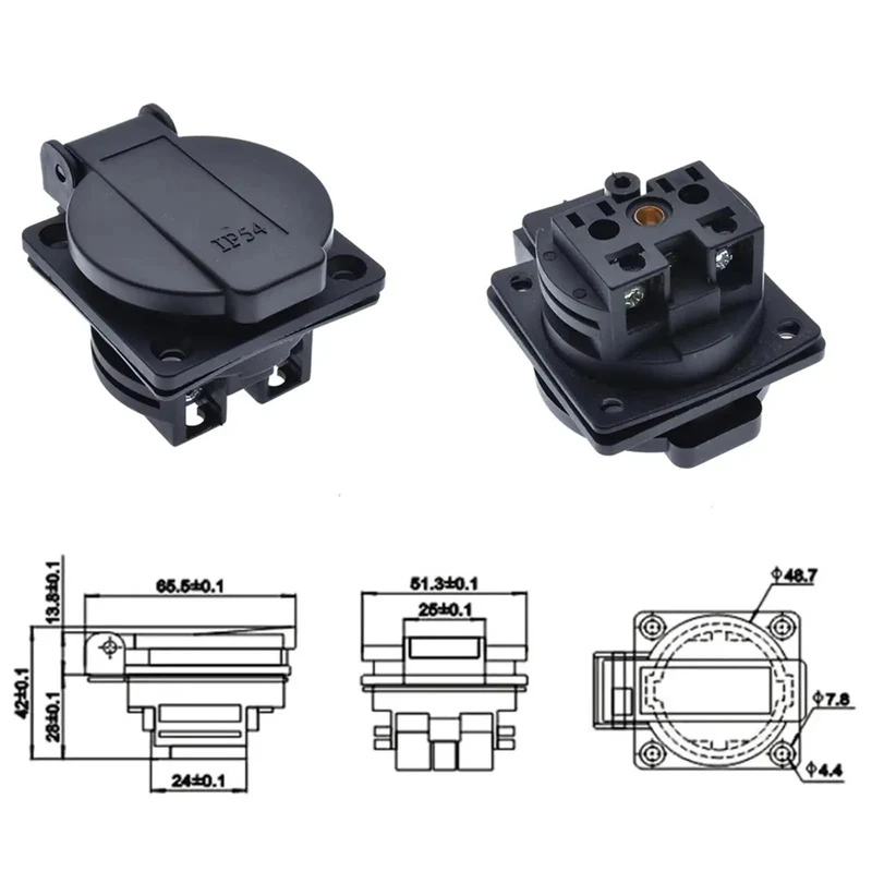Badass CEE7 IP54 Waterproof Industrial Electrical AC Power Female Socket Rewireable Outlet Connector for Heavy Duty Extension Cords Rigs Jobsites and Construction Sites Rugged as Hell