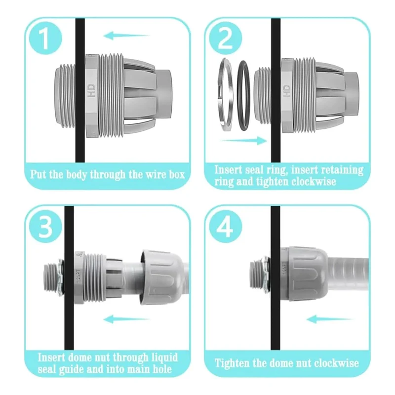 Twenty Pack Half Inch Liquid Tight Connectors Tough As Nails Nylon Flexible Conduit Fittings Lock Secure Weather Proof Pro Level Electrical Wiring Hardware Built For Rough Jobs