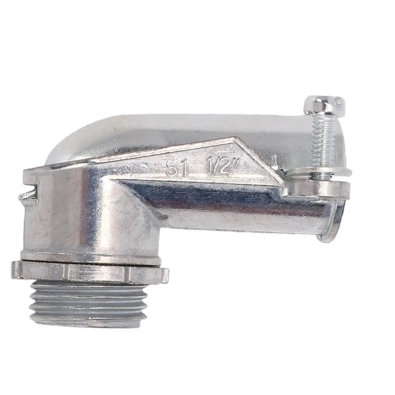 Top Shelf 90 Degree Squeeze Connector In Die Cast Zinc Alloy For 1 2 Inch Conduit Fitting And Smooth AC MC Flexible Conduit Routing That Locks Down Tight On Any Job