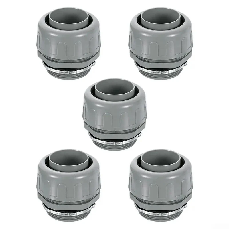 Five Pack Ridiculously Tough Two Inch NPT Plastic Flexible Conduit Connectors Pro Grade Nonmetallic Electrical Fittings Knockout Leak Free PVC Pipe Adapter Fast Track Cable Routing Kit