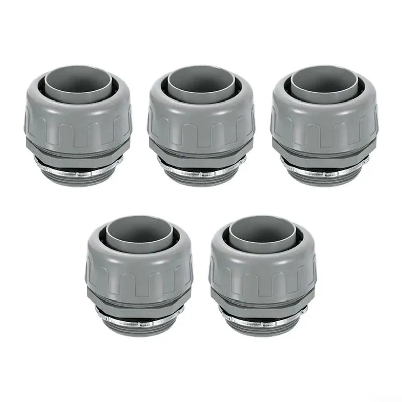 Five Pack Ridiculously Tough Two Inch NPT Plastic Flexible Conduit Connectors Pro Grade Nonmetallic Electrical Fittings Knockout Leak Free PVC Pipe Adapter Fast Track Cable Routing Kit