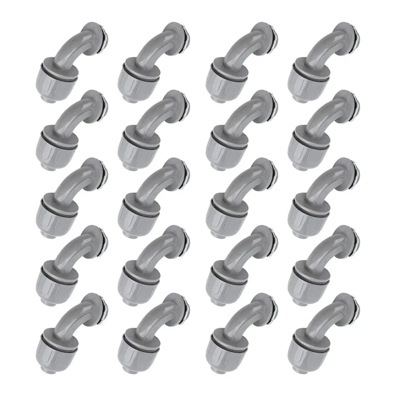 Insanely Tough 20 Pack 90 Degree Conduit Fittings Liquid Tight One Half Inch Npt Connectors Durable Nylon 6 Design For No Sweat Installation On Flexible Lines Plus Hvac Support