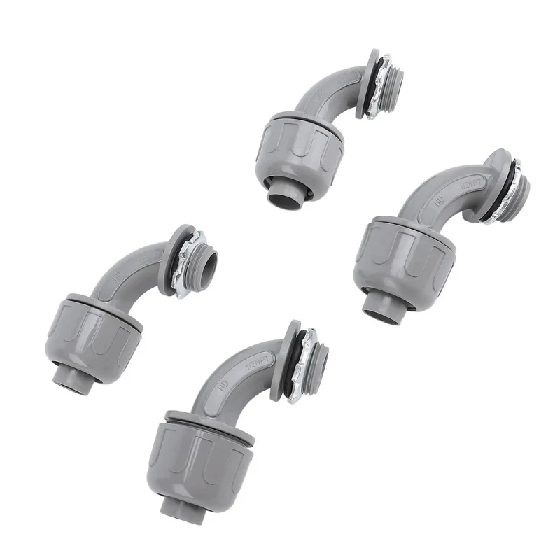 Insanely Tough 20 Pack 90 Degree Conduit Fittings Liquid Tight One Half Inch Npt Connectors Durable Nylon 6 Design For No Sweat Installation On Flexible Lines Plus Hvac Support