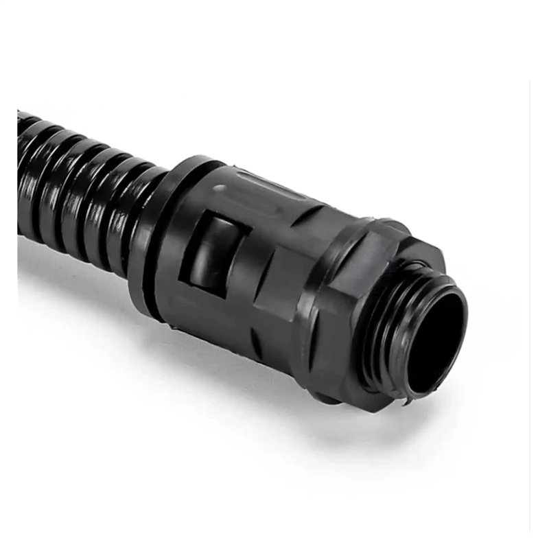 Heavy Duty Straight Corrugated Conduit Fitting Connector For Electrical Flexible Nylon Cable Hose Gland Rock Solid IP65 Waterproof Rated Black 5 Pack Super Secure Grip Effortless Install Built Like A Tank Standard Thread Size Top Shelf Quality For Any Job