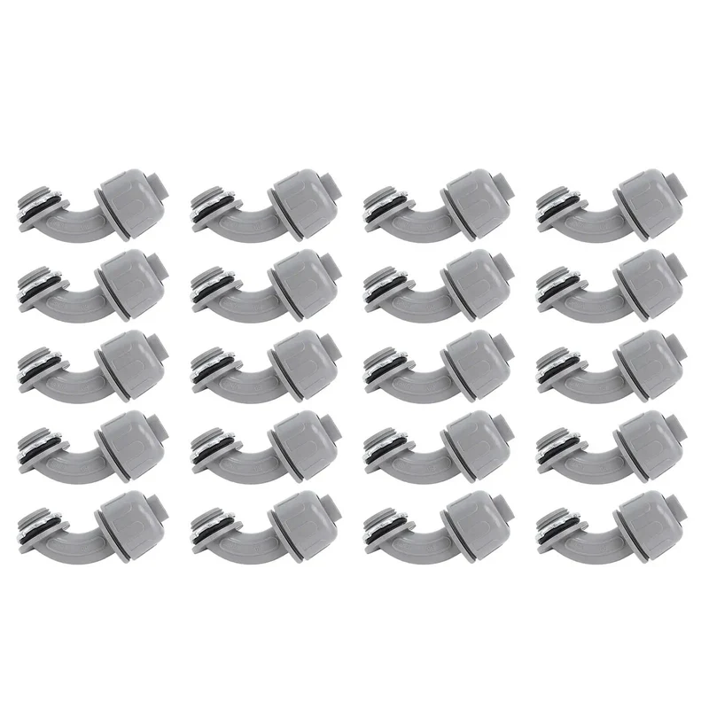 20 Piece 90 Degree Liquid Tight Connectors 1/2 Inch NPT Nylon Electrical Conduit Fitting Durable Nylon 6 Design That Locks Down Securely And Keeps Things Tight As A Drum In Demanding Spots