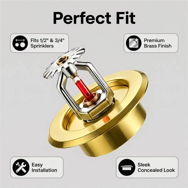 Top Shelf Fire Sprinkler Escutcheon Covers 3 4 Inch Removable Head Plates For Ceiling And Wall Split Flange Insulation Protective Caps Golden Finish Extension Trim Ring Slick Look Tight Seal No Fuss Install Nfpa Certified