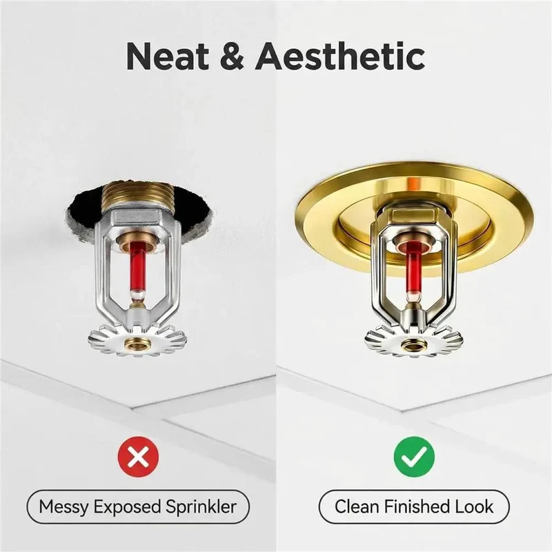 Top Shelf Fire Sprinkler Escutcheon Covers 3 4 Inch Removable Head Plates For Ceiling And Wall Split Flange Insulation Protective Caps Golden Finish Extension Trim Ring Slick Look Tight Seal No Fuss Install Nfpa Certified