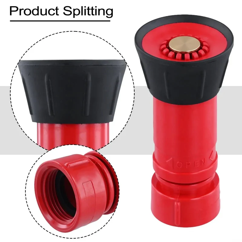 Badass Heavy Duty 1 Inch Fire Hose Nozzle Slick Red Thermoplastic Design Powers Up High Pressure Spray Jet Or Smooth Fog Pattern For Pro Firefighting And Backyard Irrigation Chores