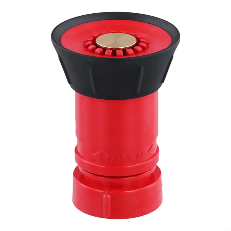 Badass Heavy Duty 1 Inch Fire Hose Nozzle Slick Red Thermoplastic Design Powers Up High Pressure Spray Jet Or Smooth Fog Pattern For Pro Firefighting And Backyard Irrigation Chores