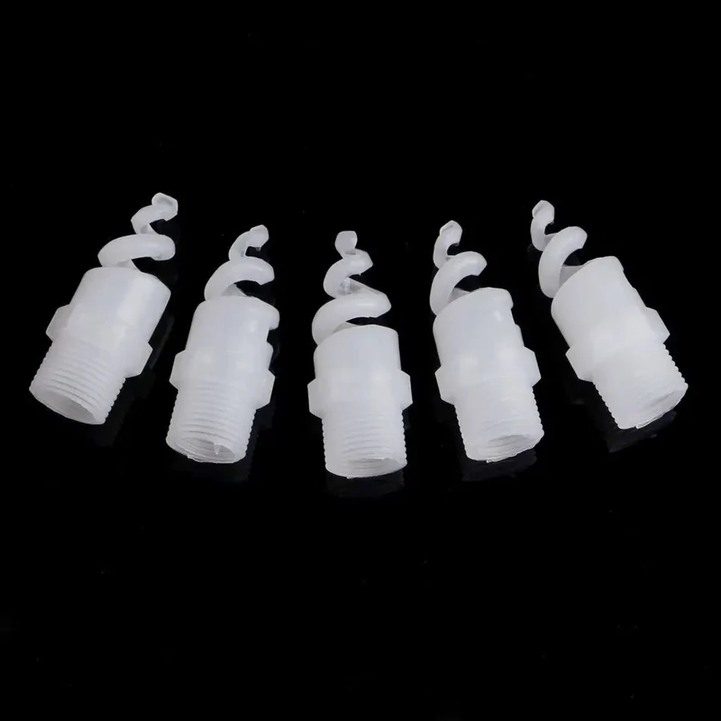 Five Piece Heavy Duty Plastic Spiral Full Cone Spray Nozzle Tips For Garden Irrigation Featuring One Fourth To Three Quarter Inch Fittings Top Shelf Clog Resistant Build Delivering Killer Coverage With Zero Drip Drama For Your Yard This Season