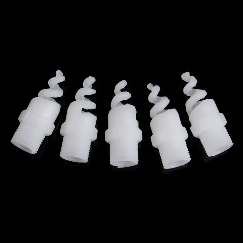Five Piece Heavy Duty Plastic Spiral Full Cone Spray Nozzle Tips For Garden Irrigation Featuring One Fourth To Three Quarter Inch Fittings Top Shelf Clog Resistant Build Delivering Killer Coverage With Zero Drip Drama For Your Yard This Season