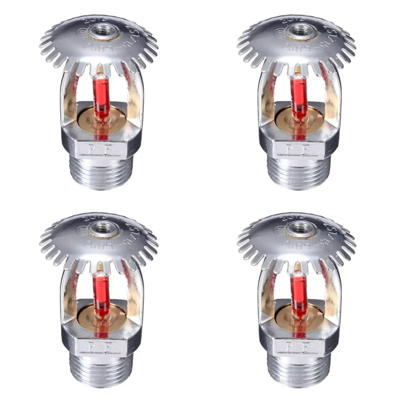 Heavy Duty Fire Sprinkler Heads 1/2 Npt 155 Fahrenheit 4 Pack Upright Copper Chrome Fast Response Glass Bulb Straight Up Fire Protection Gear For Clean Home Setup