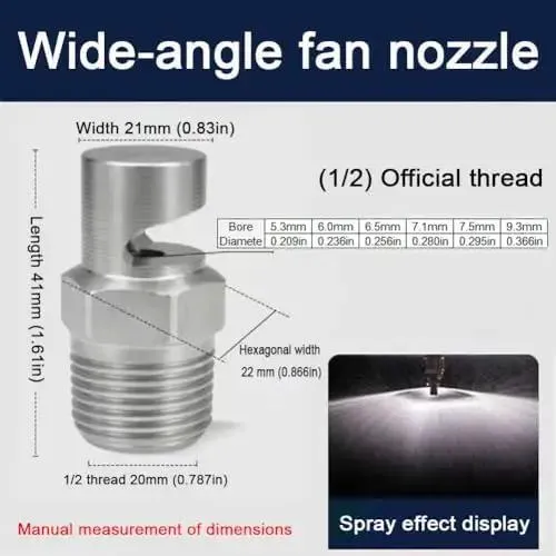 Shop Grade Heavy Duty 304 Stainless Steel Wide Angle Fan Nozzle 1 4 Inch External Thread For Tough Industrial Cooling And Dust Removal Fire Sprinkler Spray Head 4Mm Orifice 5 Pc Pack