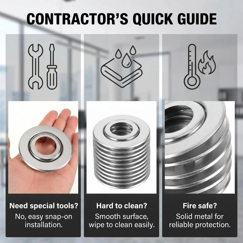 Heavy-Duty 20 Pack Fire Sprinkler Escutcheon Adjustable 2 Layer Stainless Steel Rose Plate Rustproof Recessed Trim Ring For Ceiling Wall Pipe Slick Metallic Finish 2.63 Inch Cutout Durable Steel Base Resists Warping Ceiling Upgrade Solution