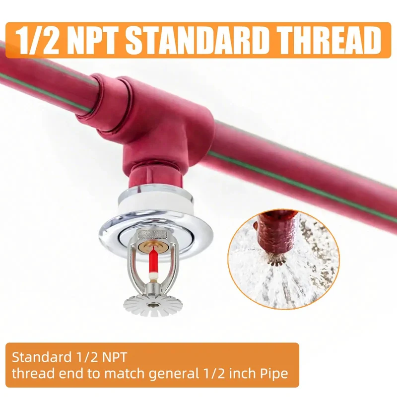 Heavy Duty 5 Piece Pendent Fire Sprinkler Heads With 155 Degree Fahrenheit Rating And Ballistic Brass Build 1/2 Inch NPT Thread For Quick Response Water Spray Kick Ass Protection For Residential And Commercial Sites