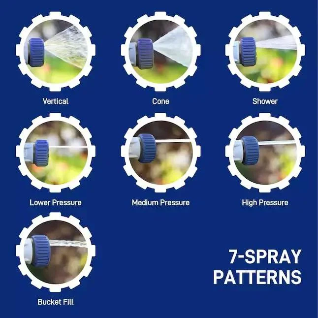 Heavy Duty Seven Pattern Firemans Hose Nozzle With Adjustable Pressure Rust Proof Yard Sprayer Tough As Nails For Garden Cleanup And Flushes Every Job Real Slick Like A Champ
