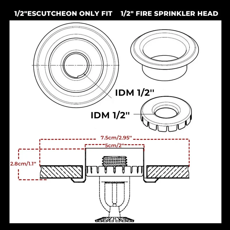 Heavy Duty Chrome Fire Sprinkler Escutcheon 10 Pack Half Inch IPS Recessed Split Ceiling Trim With Three Quarter Inch Depth Adjustment For Pendent And Sidewall Heads Hella Sleek Finish Makes Installation A Breeze