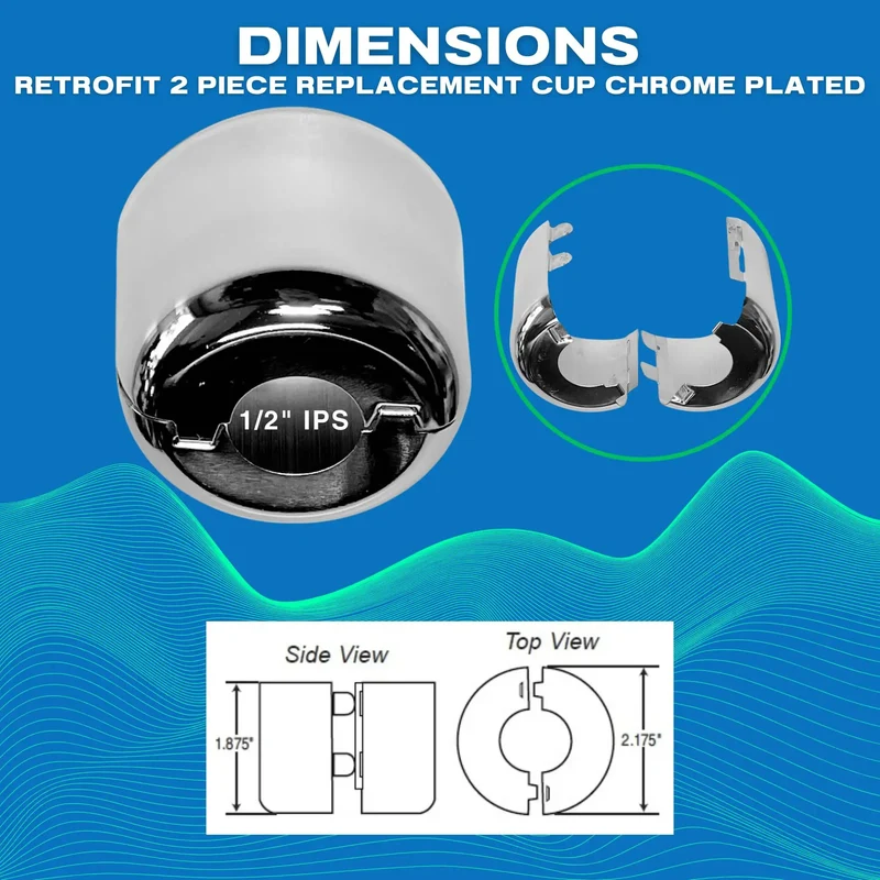 Heavy Duty Fire Sprinkler Escutcheon Cup Chrome Plated Two Piece Pendant Trim Plate Engineered For Hassle Free System Upgrades And Dead Simple Retrofits On One Half Inch Pipes