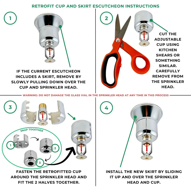 Heavy Duty Fire Sprinkler Escutcheon Cup Chrome Plated Two Piece Pendant Trim Plate Engineered For Hassle Free System Upgrades And Dead Simple Retrofits On One Half Inch Pipes