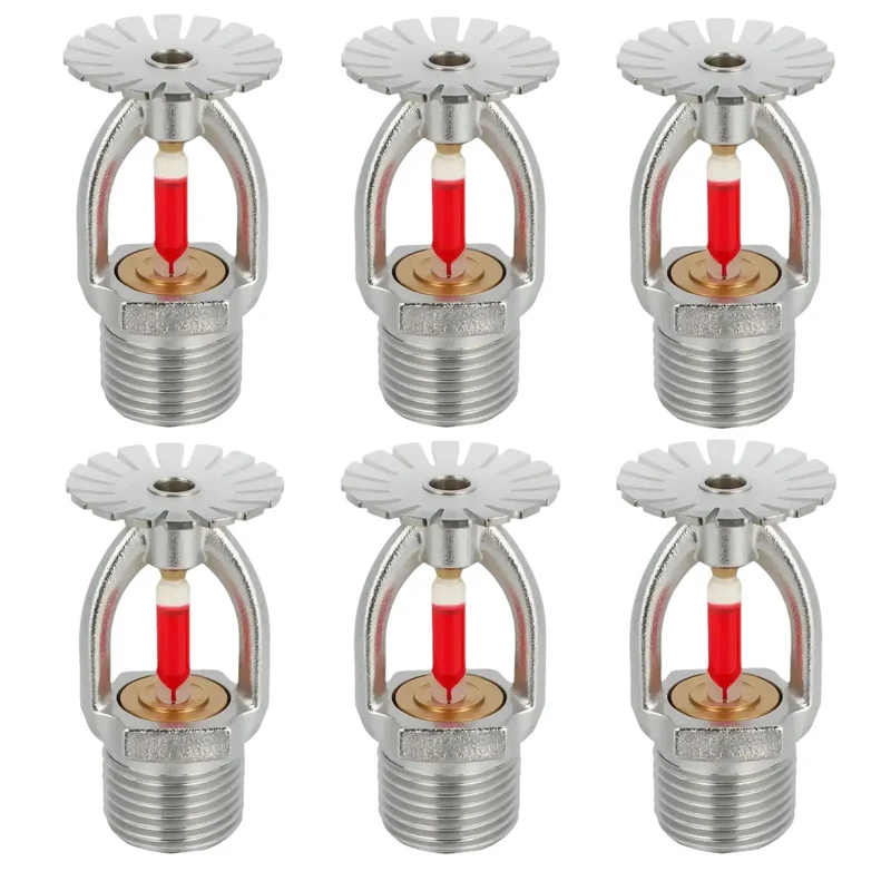 Zero Drama Heavy Duty Brass Pendent Fire Sprinkler Heads Fast Action Water Spray 155 Degree Thermal Bulb 1 Half Inch Npt Thread 6 Pack Top Shelf Safety Kit Built Tough For Garage Or Workshop