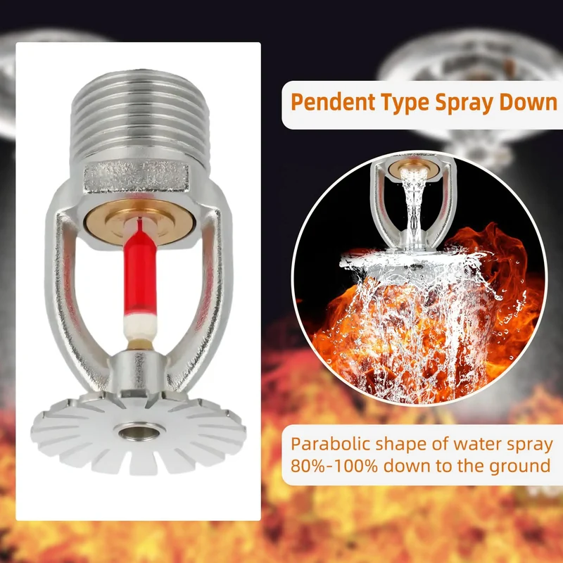 Zero Drama Heavy Duty Brass Pendent Fire Sprinkler Heads Fast Action Water Spray 155 Degree Thermal Bulb 1 Half Inch Npt Thread 6 Pack Top Shelf Safety Kit Built Tough For Garage Or Workshop