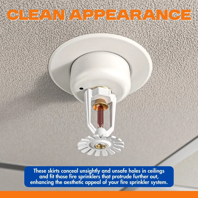 Top Quality White Fire Sprinkler Escutcheon Skirt With A Polished Flush Design And Seamless Wall Gap Cover That Snugs Right Over Standard 401 Or Retrofit Cups For Quick Ceiling Touch Ups
