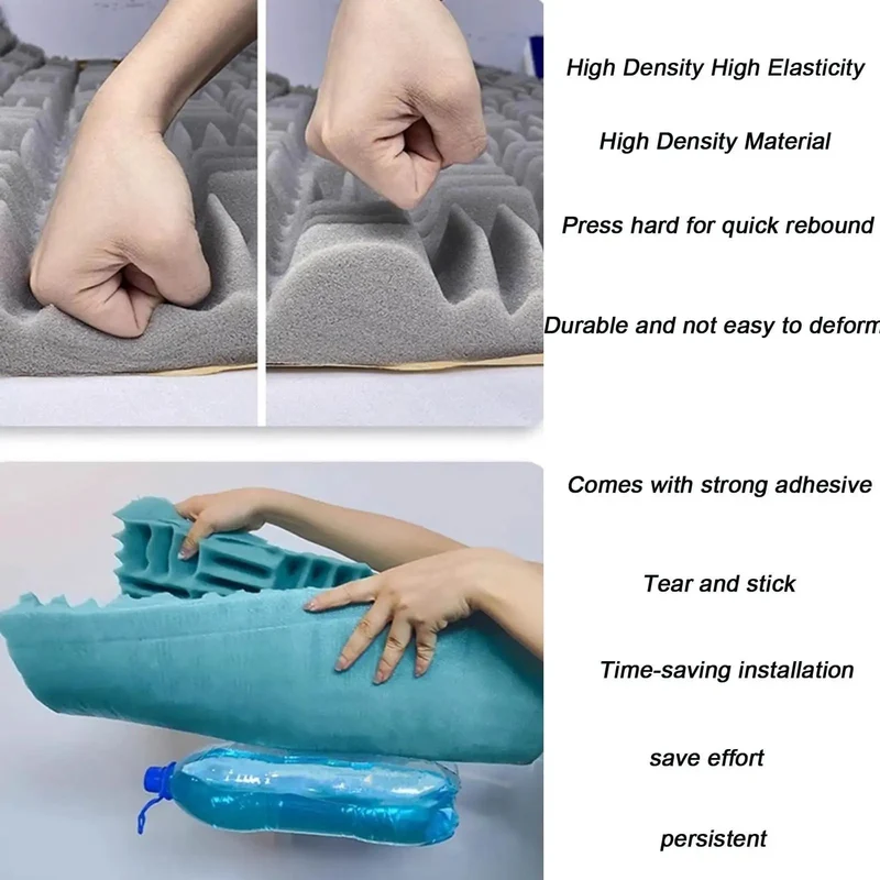 Heavy Duty Self Adhesive Acoustic Panels For Walls Waterproof Soundproof Foam Roll High Density Studio Recording Noise Blocking Pads Beefy Top Shelf Waterproof Padding No Fuss Install Blue Solid Coverage