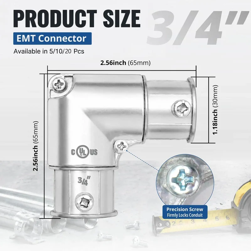 Heavy Duty 3/4 Inch Emt Conduit Fitting 90 Degree Inside Corner Pull Elbow Zinc Die Cast Raceway Setup Built Tough And Top Shelf For Electrical Wire Runs Indoors Or Outdoors