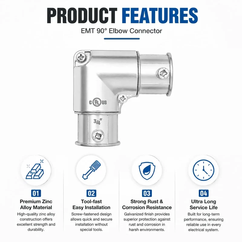 Heavy Duty 3/4 Inch Emt Conduit Fitting 90 Degree Inside Corner Pull Elbow Zinc Die Cast Raceway Setup Built Tough And Top Shelf For Electrical Wire Runs Indoors Or Outdoors
