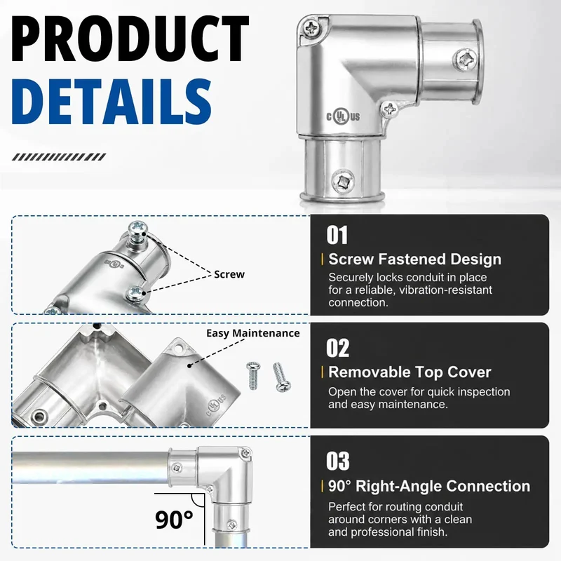 Heavy Duty 3/4 Inch Emt Conduit Fitting 90 Degree Inside Corner Pull Elbow Zinc Die Cast Raceway Setup Built Tough And Top Shelf For Electrical Wire Runs Indoors Or Outdoors