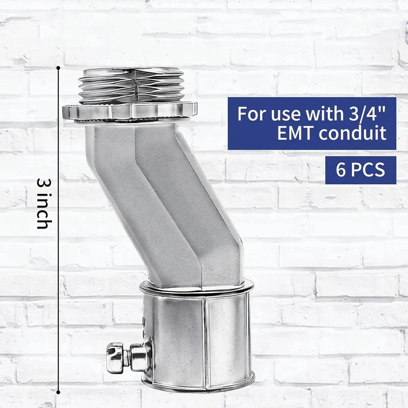 Heavy Duty 6 Pack Offset Conduit Connectors 1/2 Inch Zinc Alloy Secure Grip For Tight Squeeze Wiring Jobs Weather Hardened Built Tough Real Deal Pro Crew Approved Easy Install