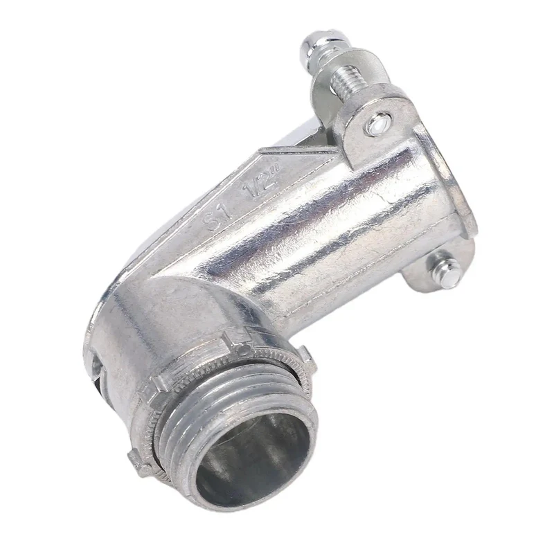 The Real Deal 1/2 Flexible Metal Conduit 90 Degree Squeeze Elbow Connector Die Cast Zinc Alloy Anti Vibration No Sweat Installation For Electrical Work Pro Level